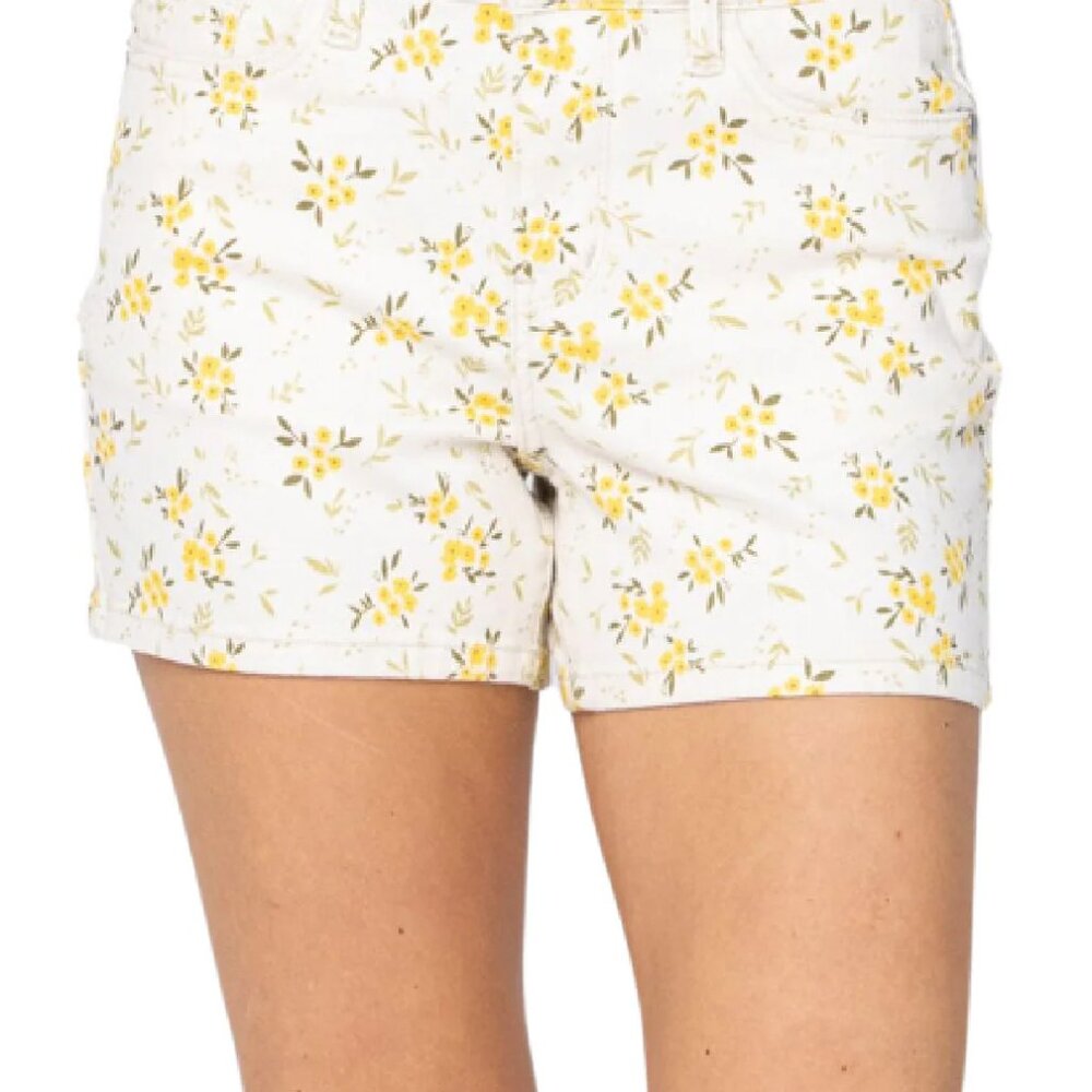 Judy Blue Cream Flower Pattern Mid Rise Shirts JB150090 Women's Size L